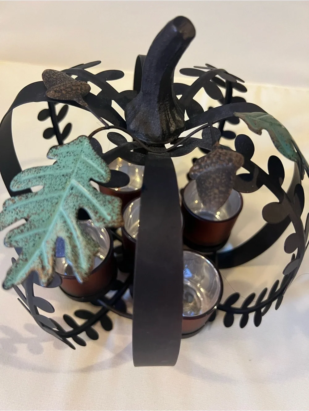 Metal Pumpkin Candle Holder, Tabletop Fall Decor